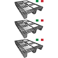 Cenni 12003 Juego de 3 Palés de Plástico 1200 x 800 con 3 Barras- fabricado en Italia